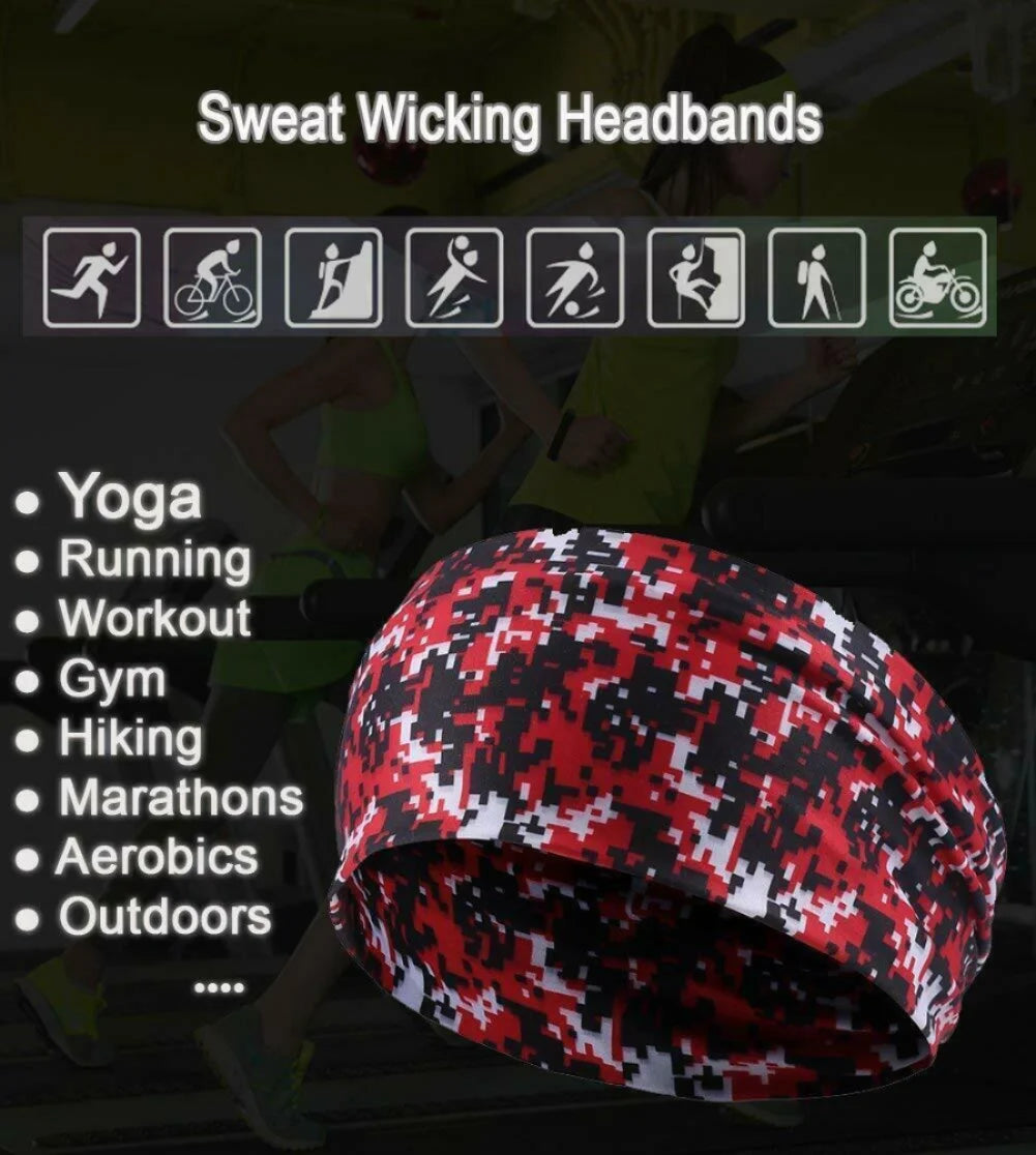Mens Womens Wide Headband Non-slip Elastic Hair Wrap Sports Yoga Gym Hairband Breathable Gym Running Tennis Outdoor Headwrap