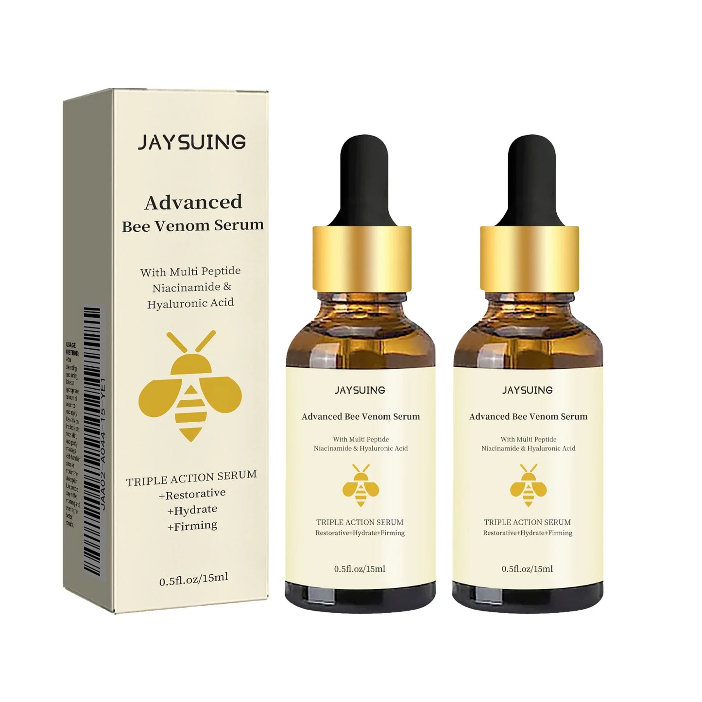 1/2/3pcs Bee Venom Facial Serum Face Essence Wrinkle Reduction Skin Tightening Natural Collagen Booster Hyaluronic Acid Essence