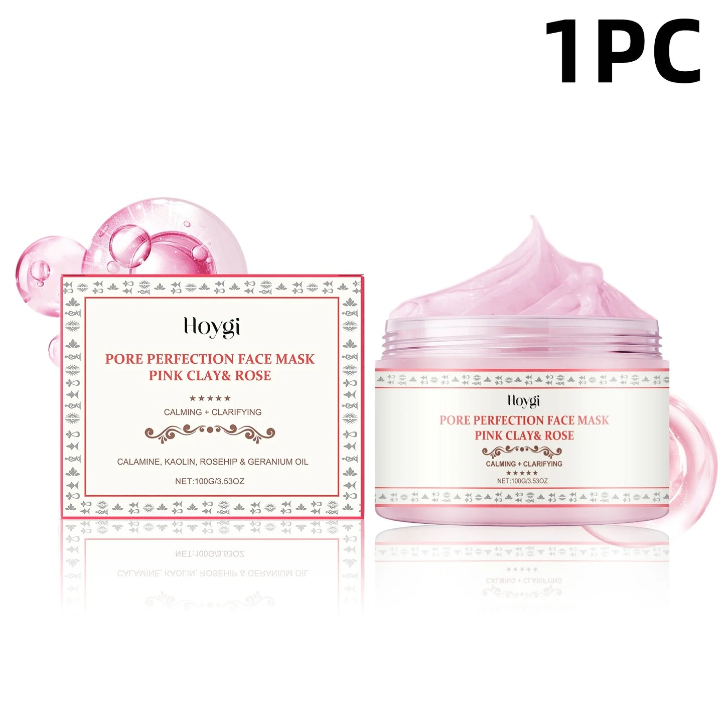 Pink Rose Clay Apply Facial Mask Clean pores & Hydrating Moisturizing Facial Treatment Radiance Boosting Skincare for All Skin