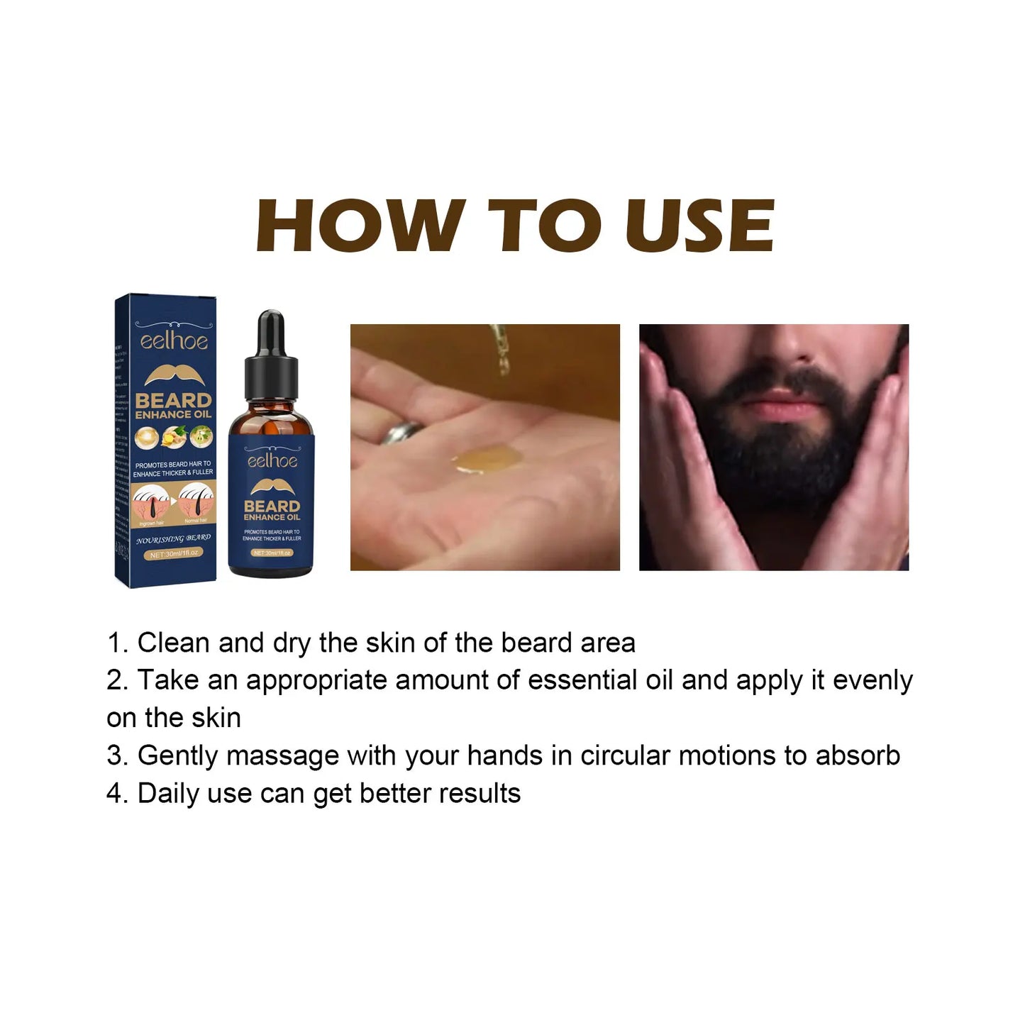 Men Face Care Beard Enhance Oil Moisturizing Soften Strengthen Brightening Follicles Stimulating Natural Growth Beard Oil