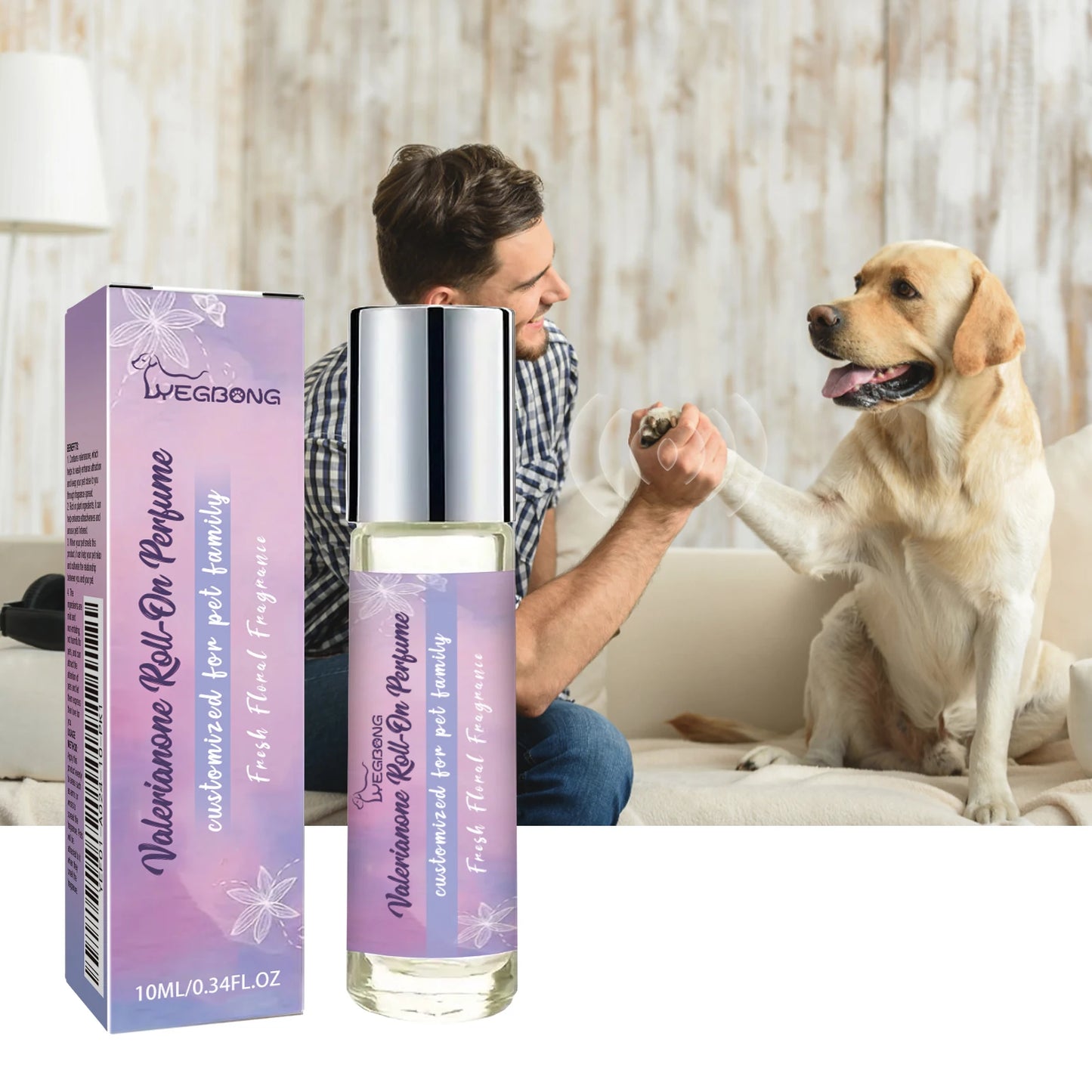 Yegbong 10ml Pet Deodorant Roller Ball Soothe Cats Dogs Emotion Calming Relieve Anxiety Pet Remove Odor Fragrance Roller Ball