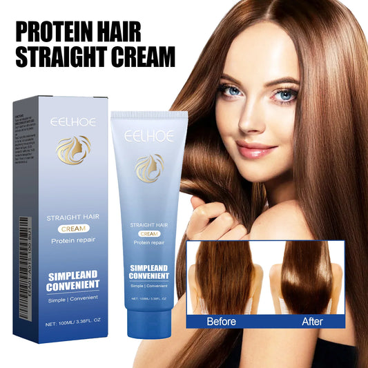 Eelhoe 100ml Keratin Hair Straightening Cream Smoothing Curly Frizzy Hair Care Nourish Scalp Protein Correction Hair Soft Cream