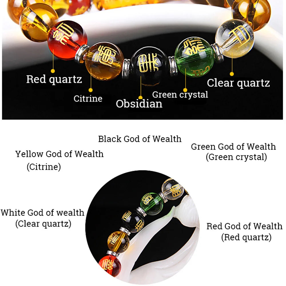 Feng Shui Bracelet Yellow crystal Porsperity Bracelet Five Elements And Four Beasts Bracelets Wealth Good Luck Unisex Jewelry