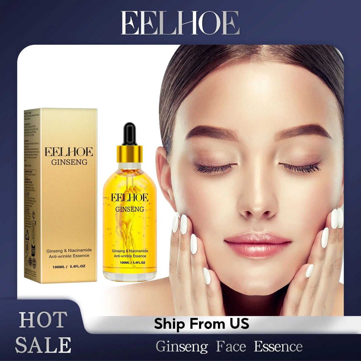 Ginseng Face Anti Wrinkle Serum Reduce Fine Lines Tightening Hydrating Anti-aging Plumping Face Smooth Skin Care Serum