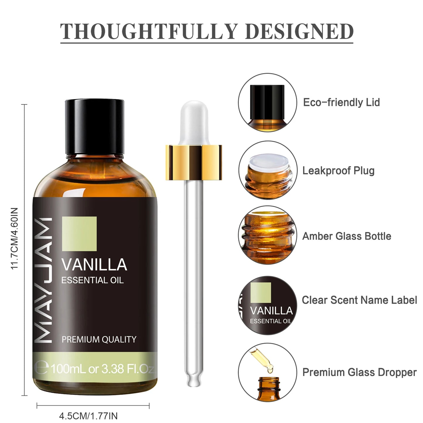Pure Essential OilVanilla Sweet Orange Eucalyptus Lavender Sandalwood Peppermint Bergamot Patchouli Scents 100ML Natural Essential Oils
