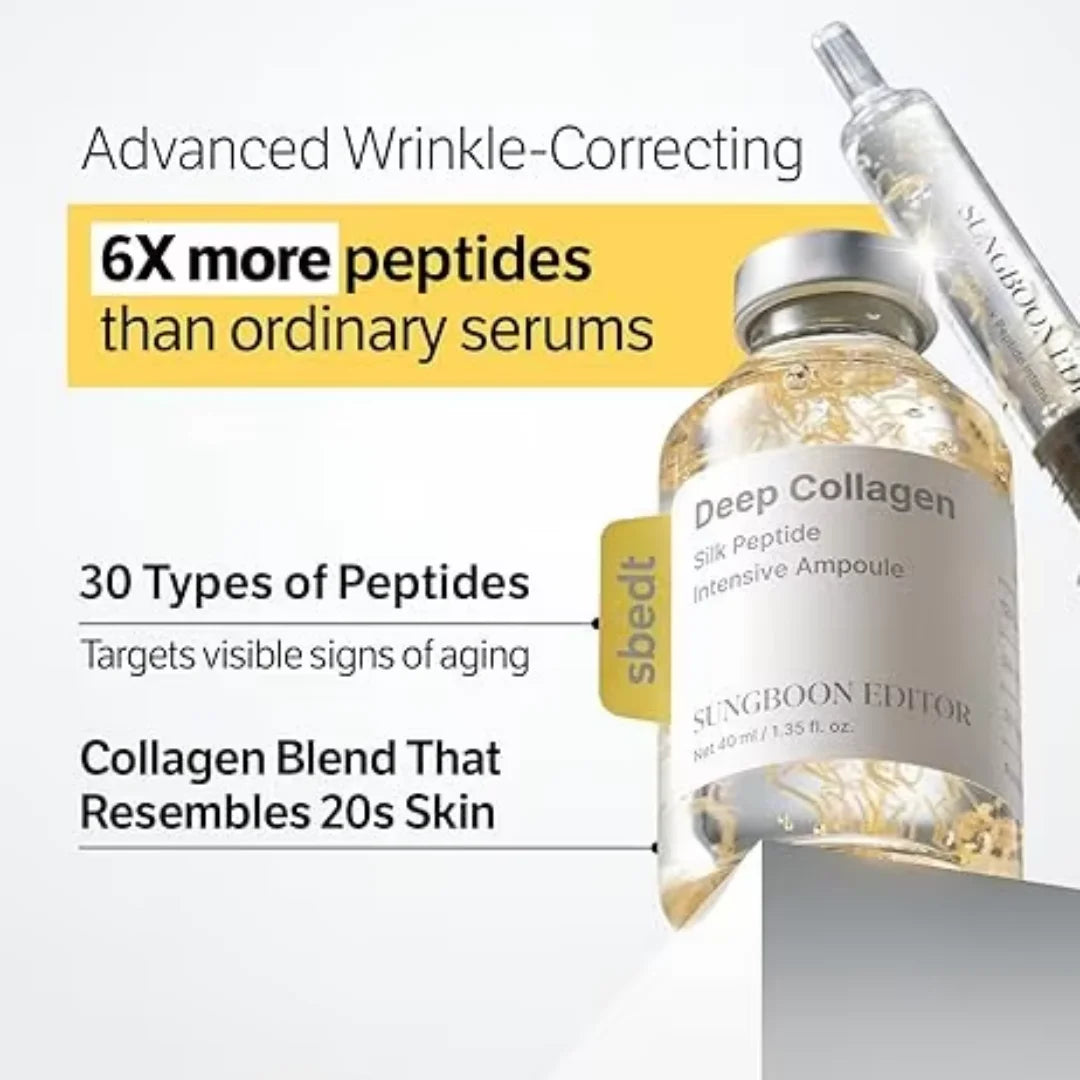 40ml Collagen Ampoule Essence Liquid Set - Needle Type Firming Anti Wrinkle Line Sculpture Skin Care Moisturizing Repair Serum