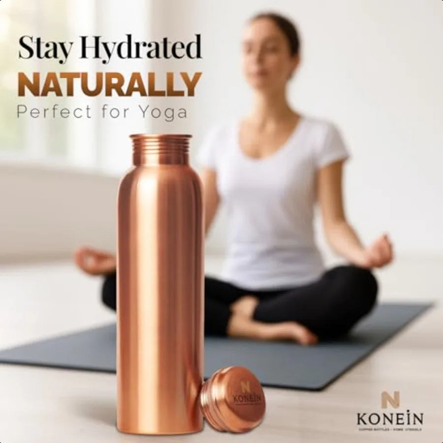 100 Copper Water Bottle Plain Classic Finish Design 34 Oz 1000ml Ayurvedic Copper Bottle for Drinking water with Nature Health