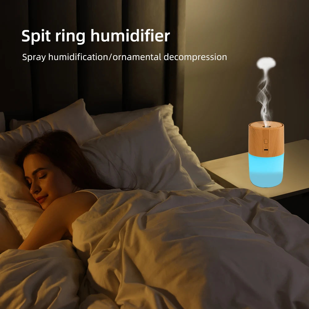 300ml Wood Grain Essential Oil Diffuser with Humidifier, Air Purifier & Soothing LED Lights  Includes  Oils