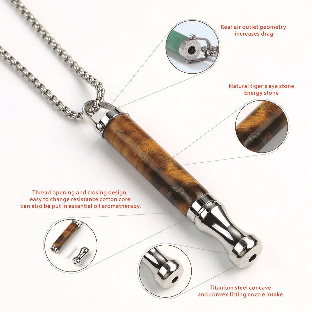 Anti-Smoking Assistance Necklace Stress Anxiety Necklace Mindfulness Breathing Tool Natural Calming Relief Energy Stone Necklace