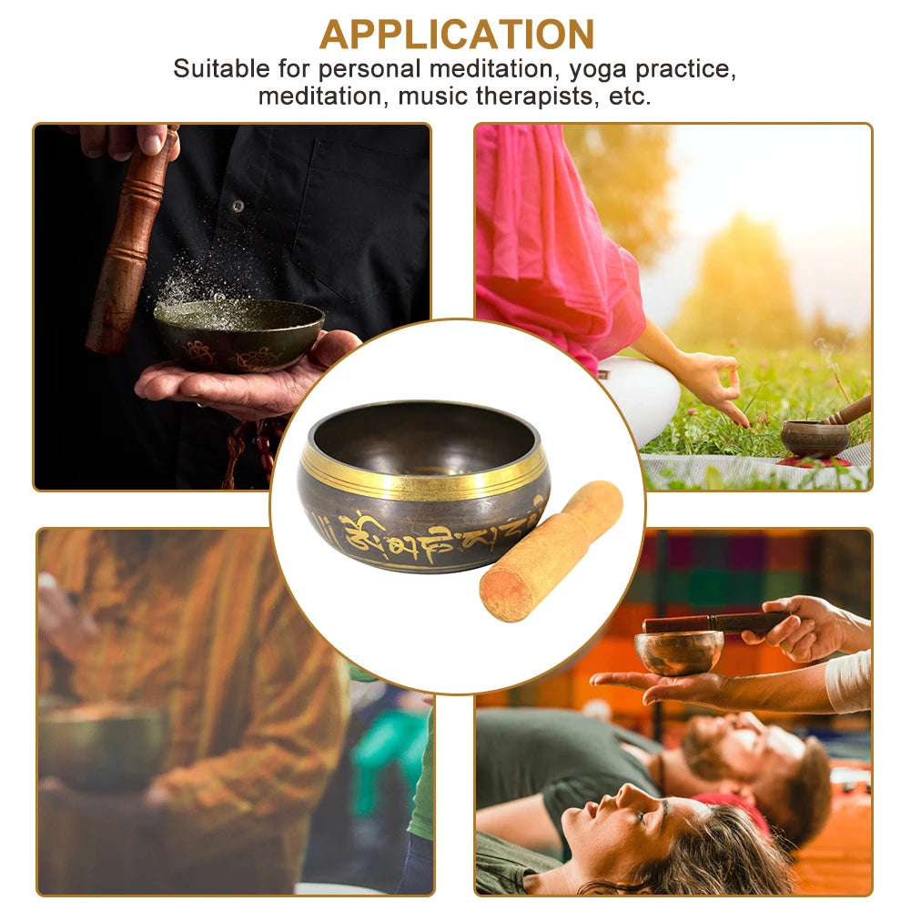 Chanting Bowl Brass Chime Handicraft Music Singing Bowl Metal Handmade Buddha Sound Bowl Tibetan Bronze Chime Bell Yoga