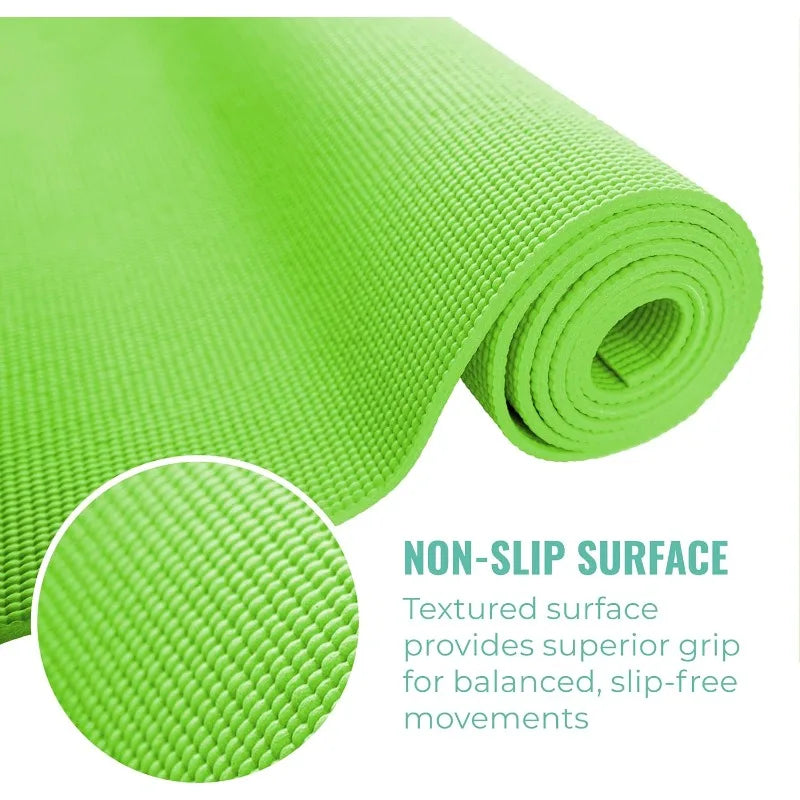 Classic Yoga Set, 10 Non Slip  Mats(68" x 24" x 4mm) and 10 6ft D-Ring  Straps, Yoga Accessories for Schools and Studios