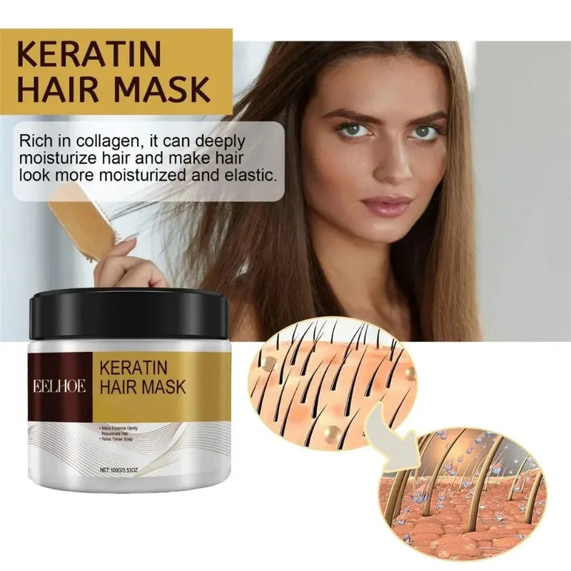 Deep Nourishing Keratin Care Hair Mask Moisturizing Repairing Damaged Frizzy Hairs Smooth Straighten Soft Hair Care 1/3/5/10pcs