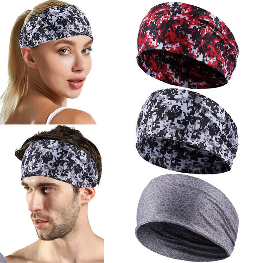 Mens Womens Wide Headband Non-slip Elastic Hair Wrap Sports Yoga Gym Hairband Breathable Gym Running Tennis Outdoor Headwrap