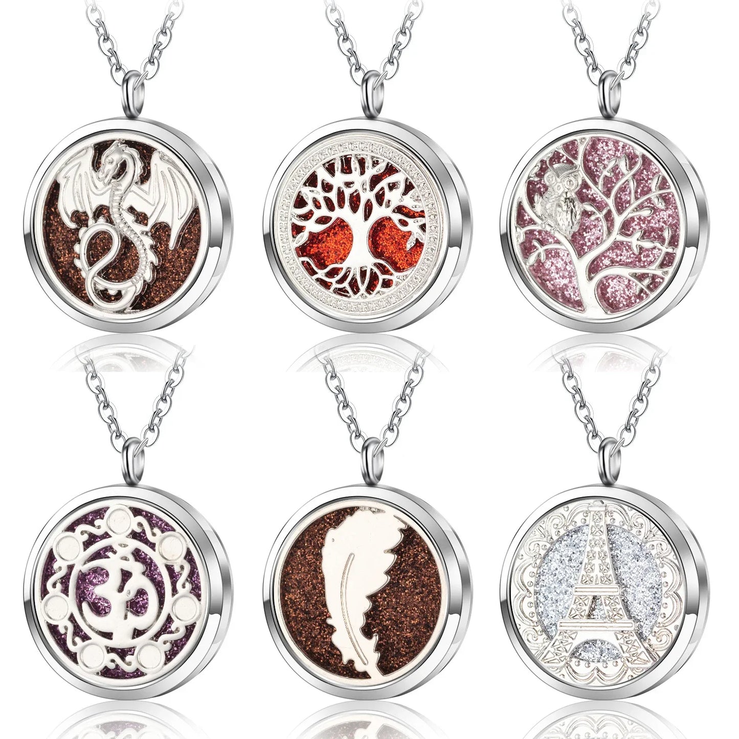 High Quality Patterns Tree of Life Aromatherapy Diffuser Pendant Perfume Locket Women Essential Oil Necklace Jewelry Wholesale