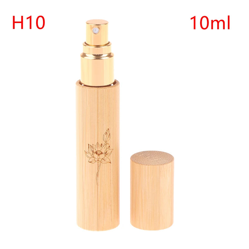 5/10ml Flower Pattern Wood Perfume Atomizer Portable Liquid Cosmetics Container Traveling Empty Refillable Spray Bamboo Bottle