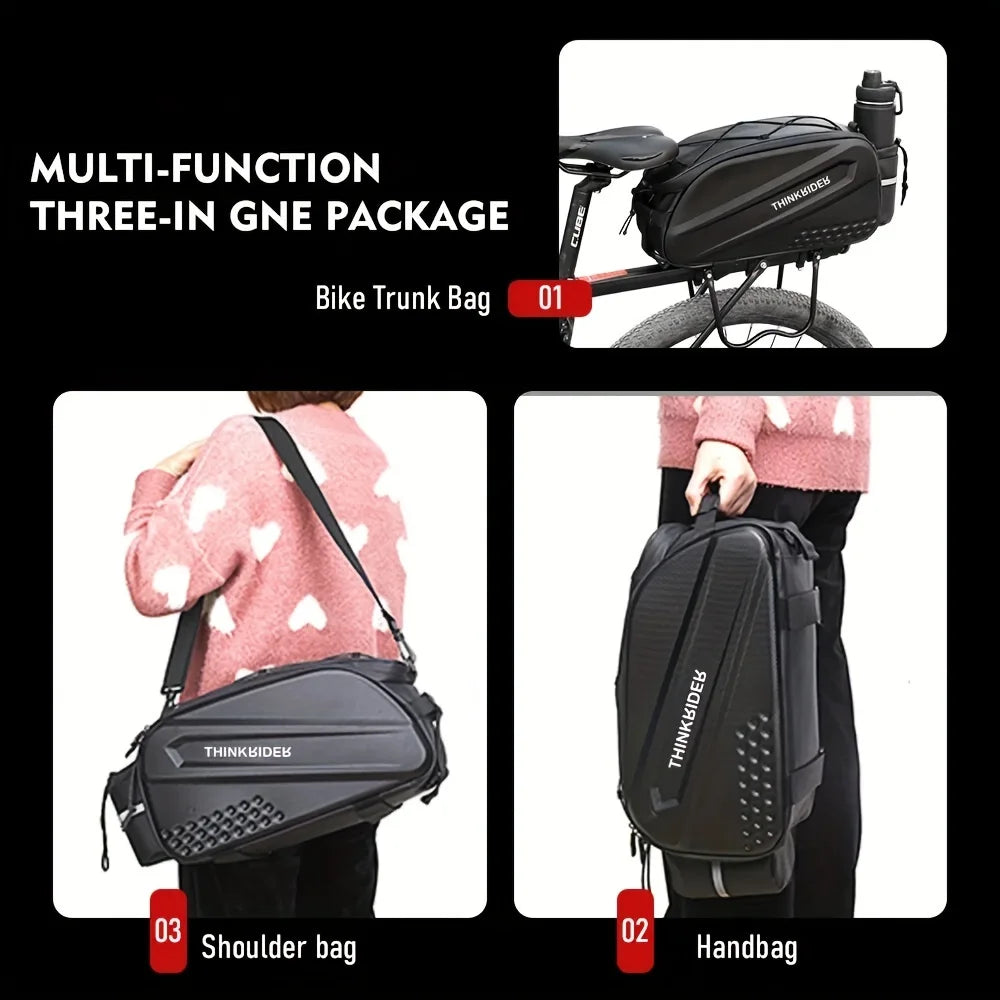 ThinkRider Bicycle Hard Shell Tear Hunch Bag, 14L Large Capacity Hunch Bag, Anti-Splash Material, With Rain Cover