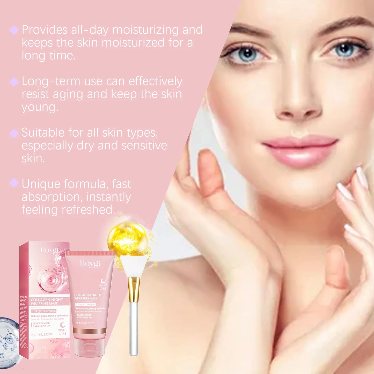 Collagen Light Wrinkle Tear Mask Hydrating Moisturizing and Skin Rejuvenating and Improving Dull Firming Apply Mask