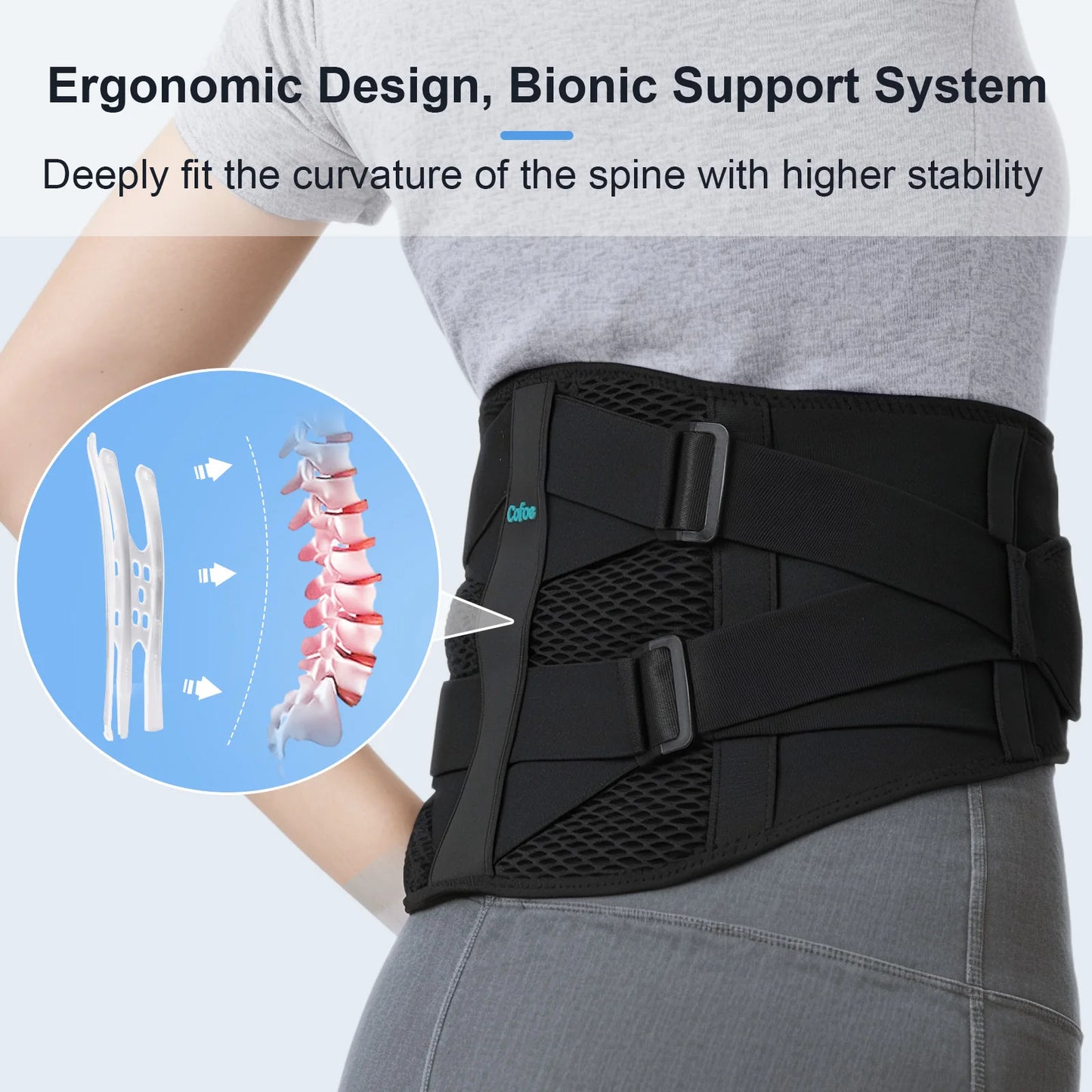 Cofoe Back Brace Waist Brace with Fixed plate, Adjustable Waist Belt For Lower Back Pain, Sciatica, Herniated Disc, Scoliosis
