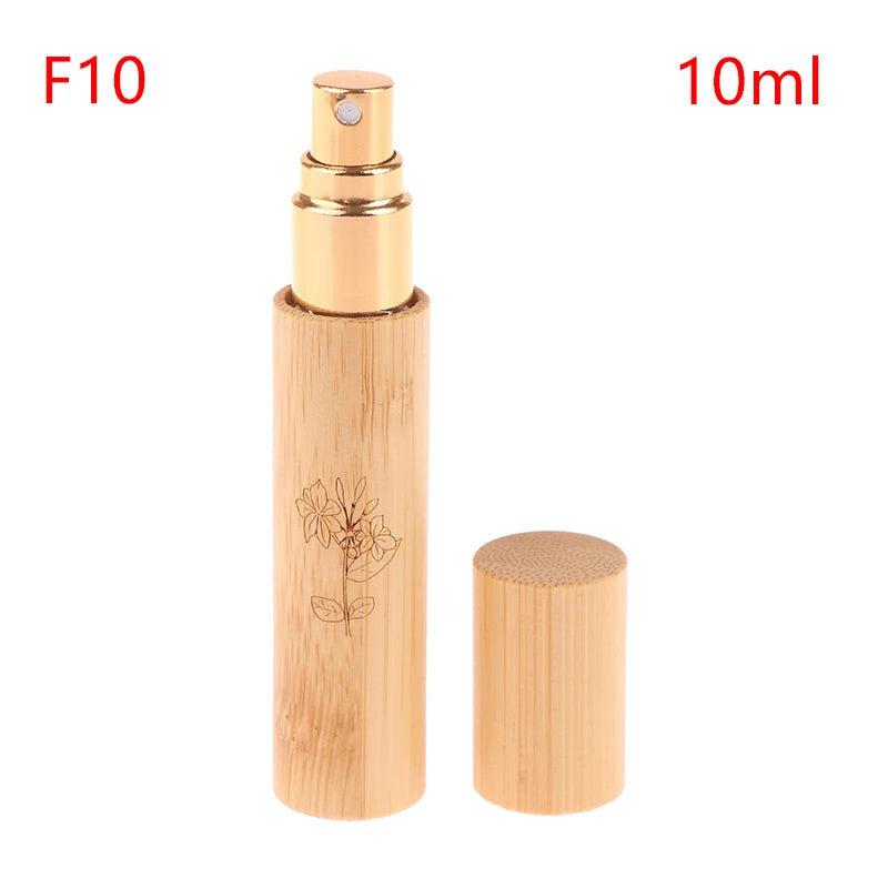5/10ml Flower Pattern Wood Perfume Atomizer Portable Liquid Cosmetics Container Traveling Empty Refillable Spray Bamboo Bottle