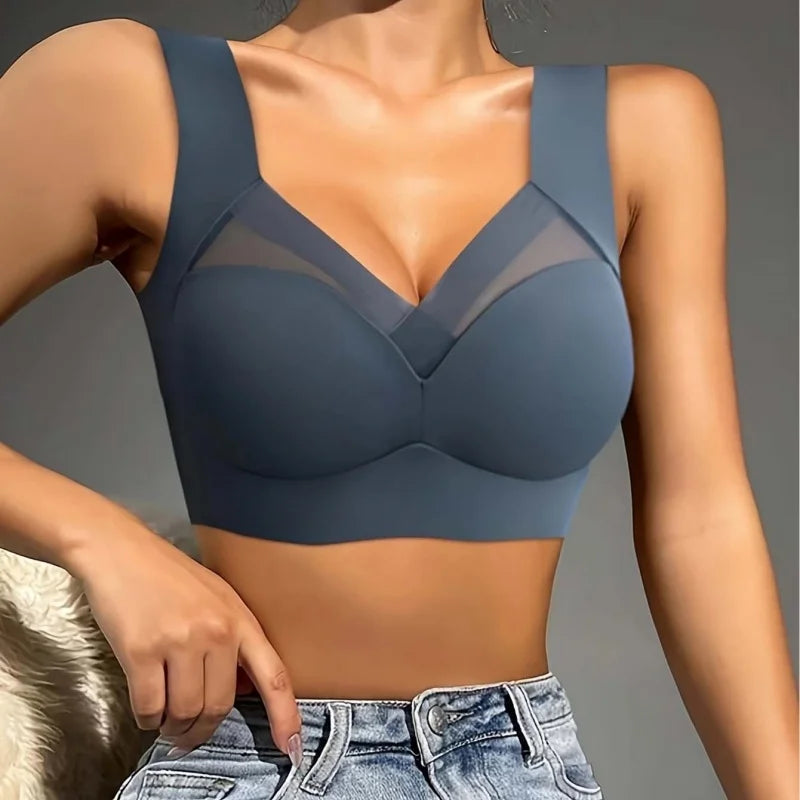 4-Pack Plus Size Wire-Free Backless Lingerie Thin, Push-Up& Shaping Seamless lce Silk Bras with Fixed Cups