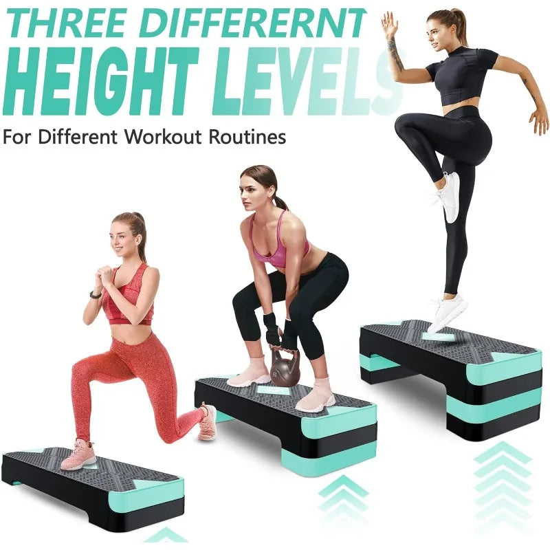 Aerobic Exercise Step, Adjustable Aerobic Stepper for Exercise, Workout Step Platform for Step Up, 26.5" Step Deck