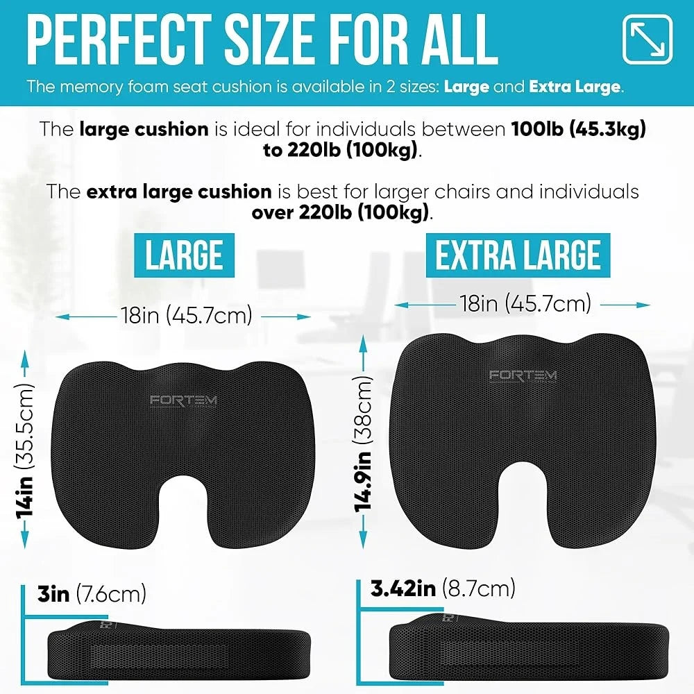 Memory Foam Office Chair Cushion Lumbar Support Pillow Adjustable Back Rest Ergonomic Tailbone Pain Relief Portable Car Seat