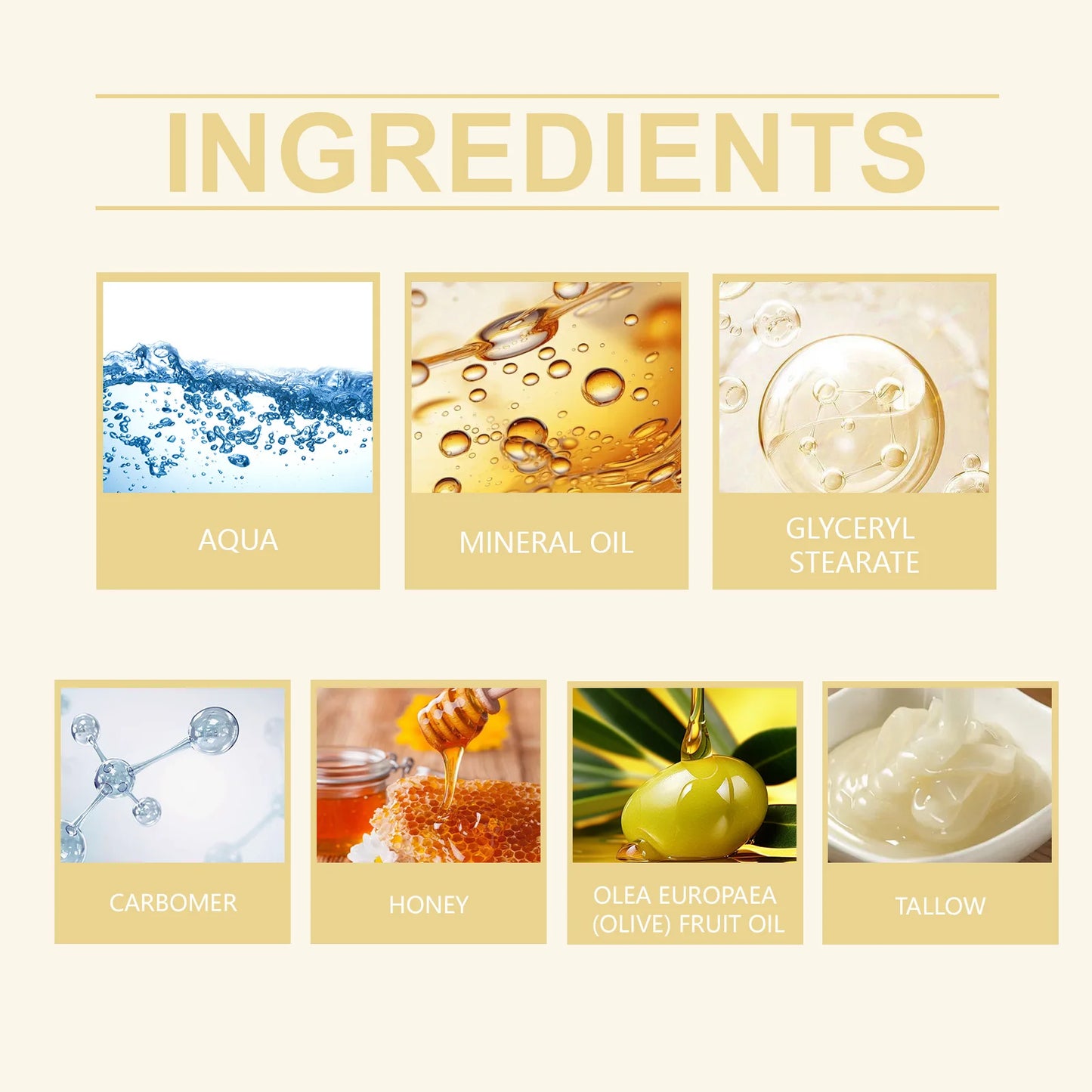 Facial Care Cream, Moisturizing Cream,  Facial Tallow Honey Balm, Deep Moisturizing Cream for Maintaining Skin Elasticity