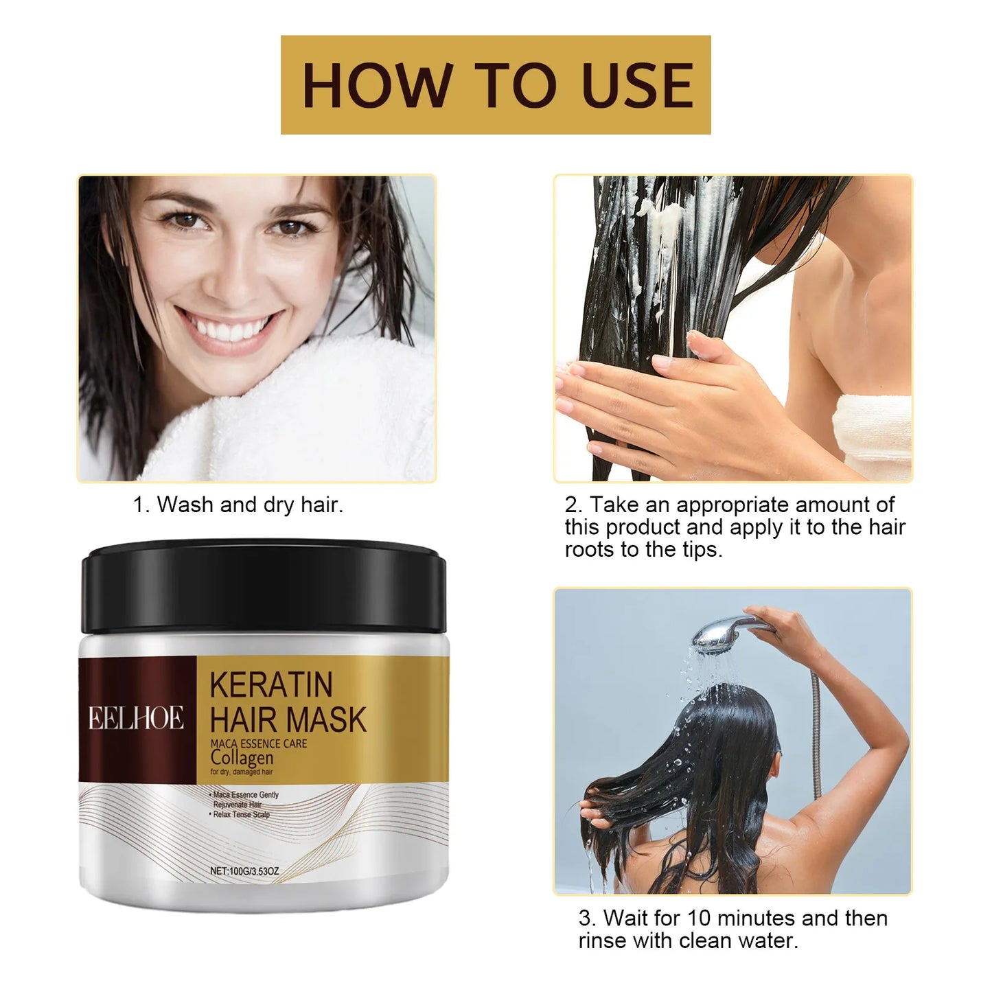 Magical Hair Mask Softens Frizz Repairs Damage Fine Hair Anti-loss Smooth Shiny Hair Collagen Deep Moisturizing Hairs Care 100g