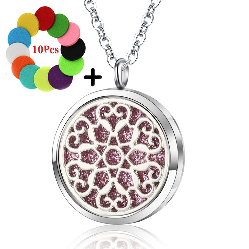 High Quality Patterns Tree of Life Aromatherapy Diffuser Pendant Perfume Locket Women Essential Oil Necklace Jewelry Wholesale
