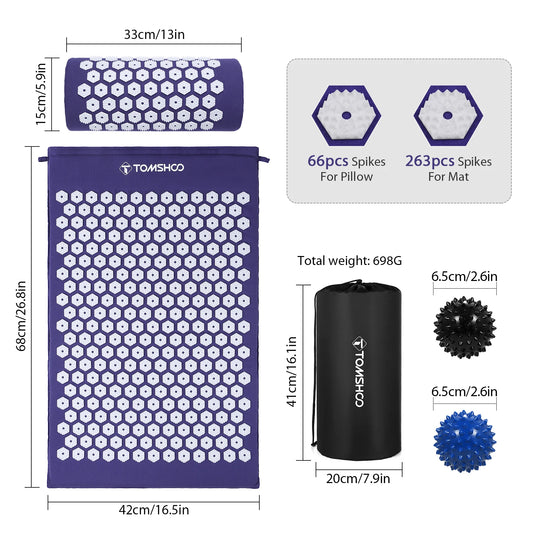 Massager Cushion Massage Yoga Mat Acupressure Relieve Pain Stress Back Body Pain Spike Mat Acupuncture Mat And Pillow Set