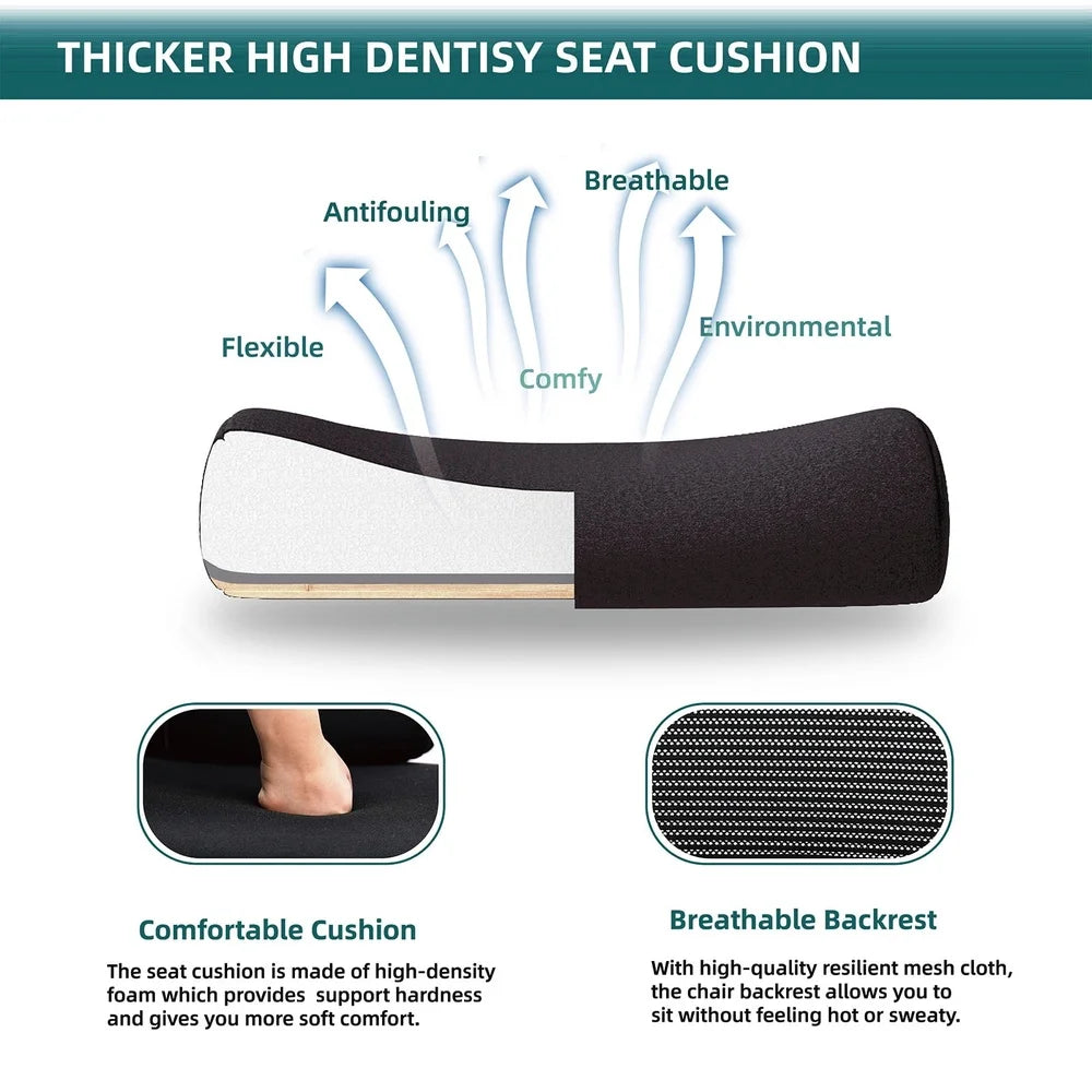 Ergonomic Office Chair High Back Mesh Reclining Lumbar Support Adjustable Headrest Footrest Padded Arms Smooth Rolling Casters