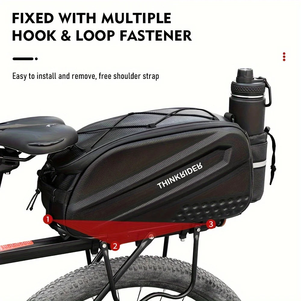ThinkRider Bicycle Hard Shell Tear Hunch Bag, 14L Large Capacity Hunch Bag, Anti-Splash Material, With Rain Cover