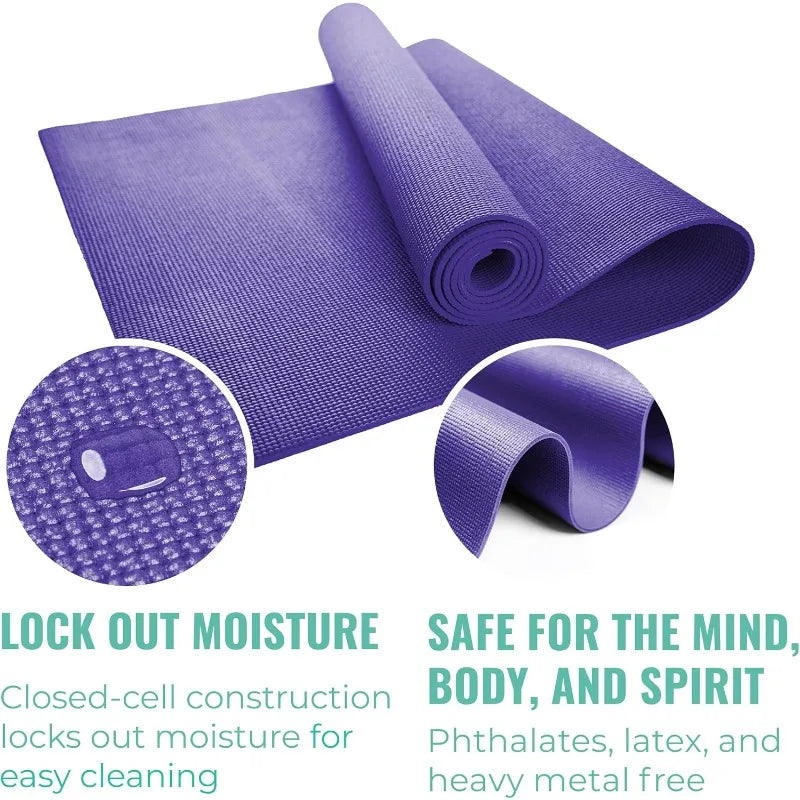 Classic Yoga Set, 10 Non Slip  Mats(68" x 24" x 4mm) and 10 6ft D-Ring  Straps, Yoga Accessories for Schools and Studios