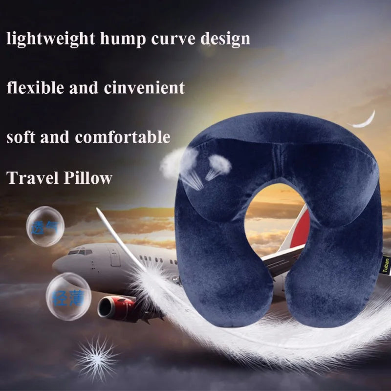 U-shaped Air Travel Pillow Inflatable Neck Pillow Travel Accessories Comfortable Sleep Pillow Portable Neck Protection Pillow