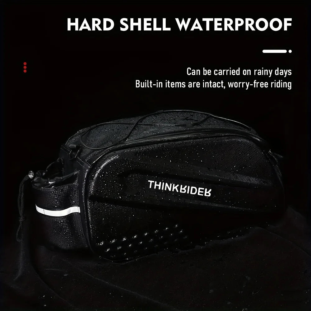 ThinkRider Bicycle Hard Shell Tear Hunch Bag, 14L Large Capacity Hunch Bag, Anti-Splash Material, With Rain Cover