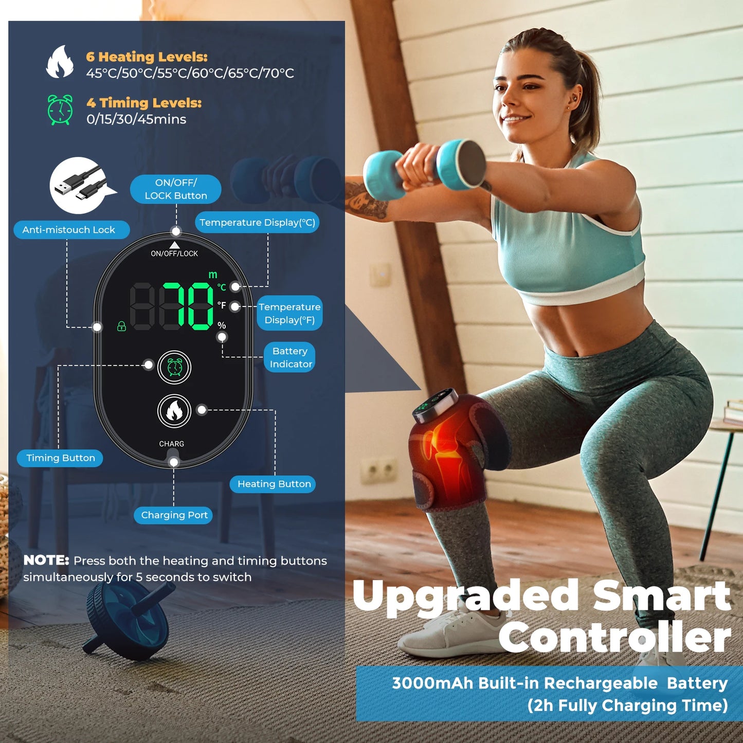Wireless Heating Knee Brace Electric Knee Heating Pad Hot Compress Physiotherapy Arthritis Joint Pain Relief Elbow Shoulder Knee