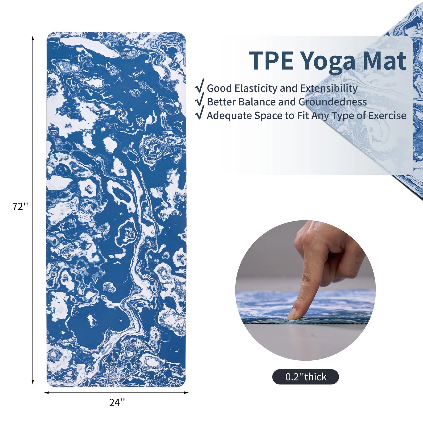 Yoga Mat, Exercise Yoga Mat Print with Non-Slip Design, Professional TPE Exericise Mat,Pilates Fitness and Floor Exercises