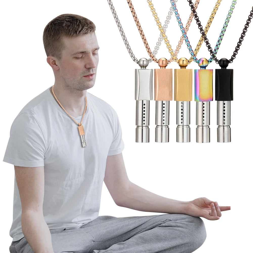 Breathing Resistance Whistle Necklace Cotton Core Meditation Whistle Necklace Meditation Jewelry for Anxiety & Stress Relief