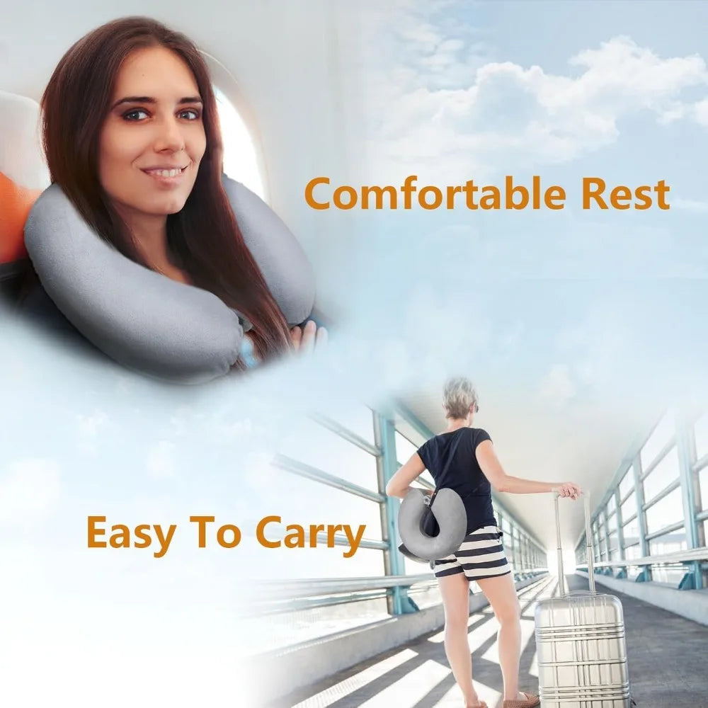 Travel Pillow, Memory Foam Neck Pillow for Traveling Winter Summer, U Shape Neck Pillow Airplane Portable Flight Pillow Adult Tr