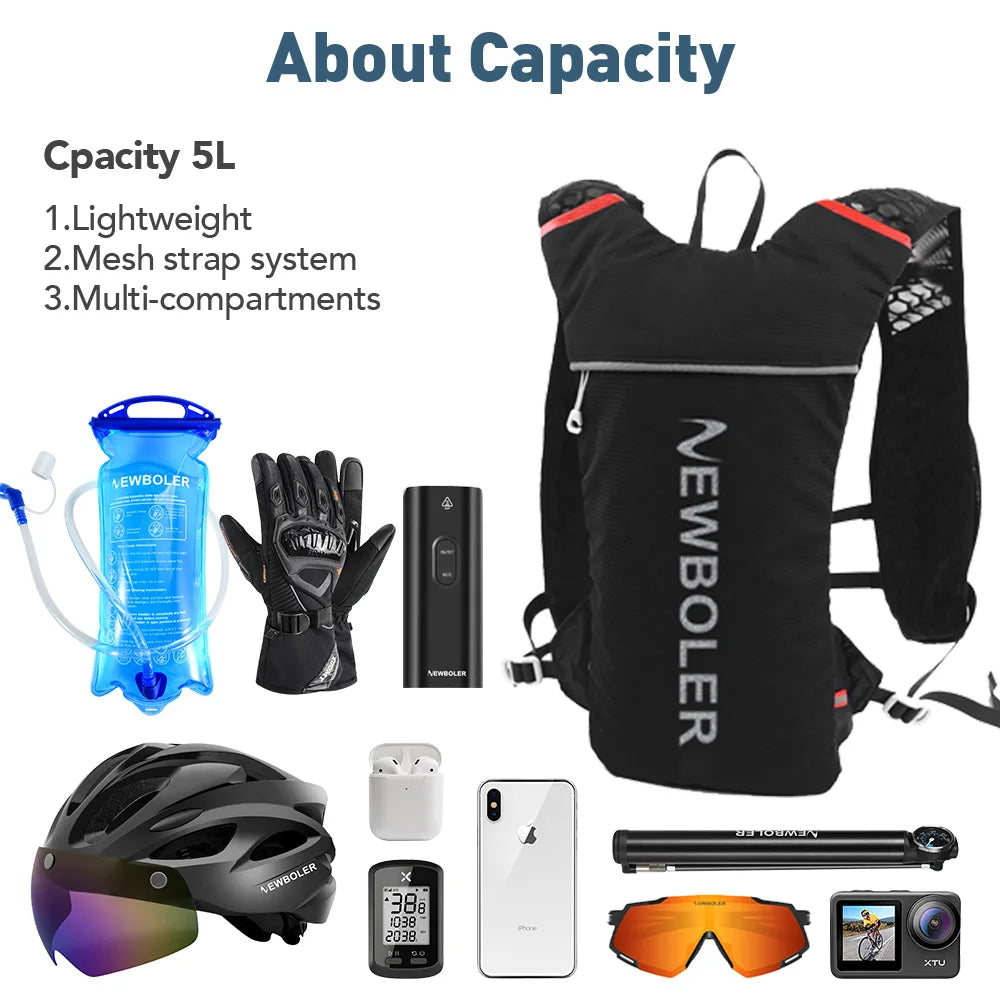 5L Ultra Lightweight Running Backpack Running Trail Hydration Vest Pack Marathon Running Bike Rucksack bag 500ml 2L Soft Flask