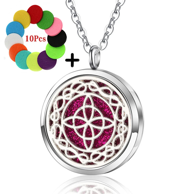 High Quality Patterns Tree of Life Aromatherapy Diffuser Pendant Perfume Locket Women Essential Oil Necklace Jewelry Wholesale
