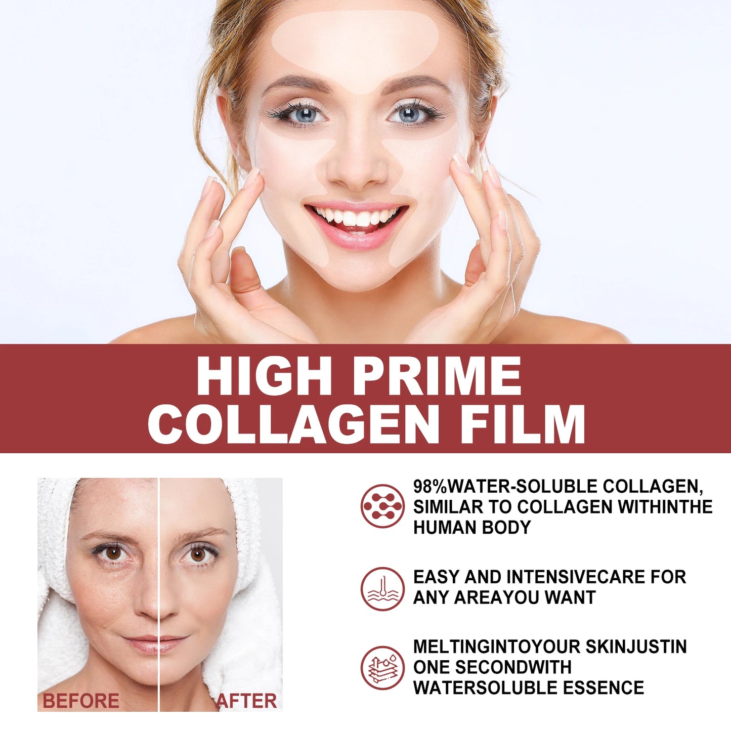 Soluble Collagen Face Mask Hydrolyzed Film Anti Aging Moisturizing Mask Remove Dark Circles Firming Lifting Gel Skin Care Set