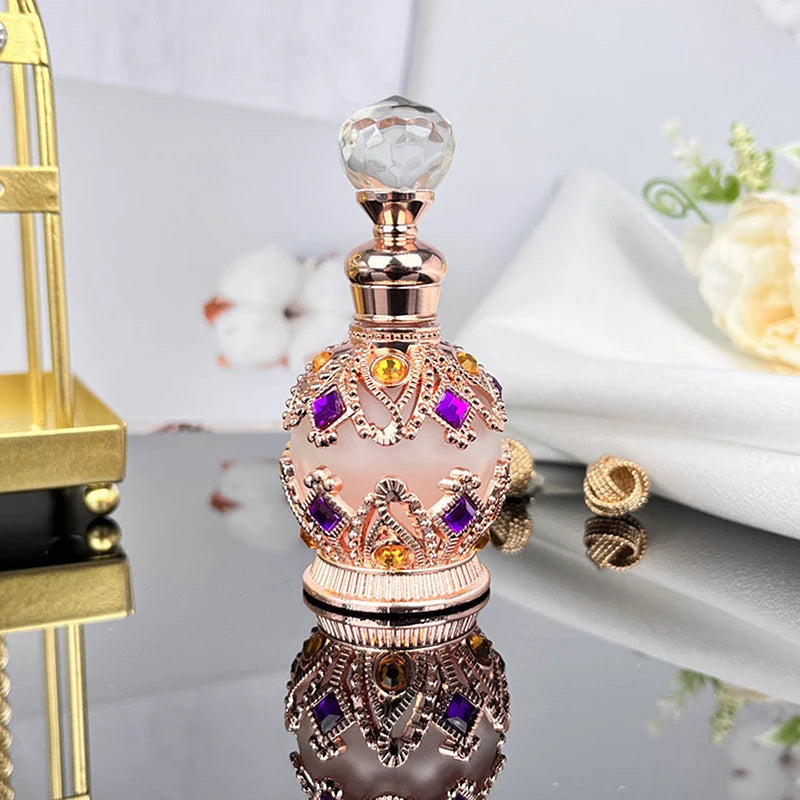 1Pc 15ML Dubai Style Storage Bottle Glass Bottle Refillable Perfume Essential Oil Bottle Special Split Bottle Empty Bottle