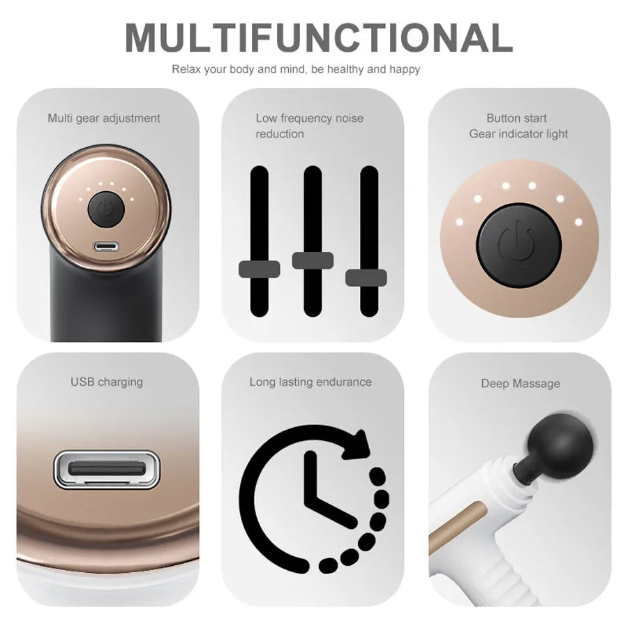 Electric Massage Gun Deep Tissue Facial Massgaer 8 Heads Arms Back Leg Muscle Relaxing For Body Back Arm Sport Fitness