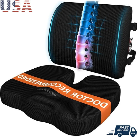 Memory Foam Office Chair Cushion Lumbar Support Pillow Adjustable Back Rest Ergonomic Tailbone Pain Relief Portable Car Seat