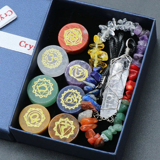 Natural Stone Elegant 7 Chakra Healing Stones & Quartz Bracelet Set Craft Stone Ornament Perfect for  Decor, Harmony & Gifts Urn