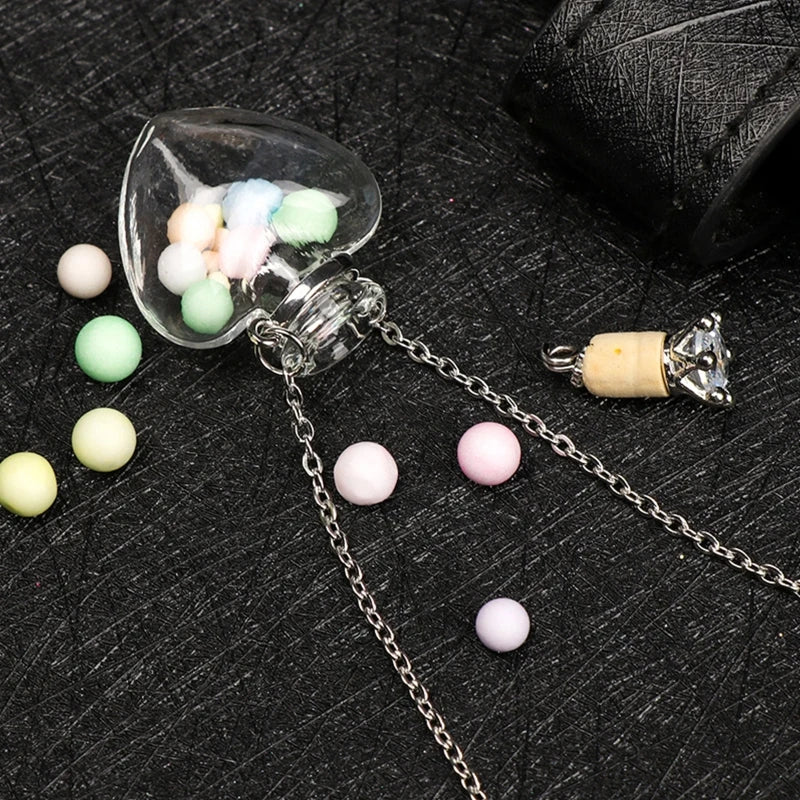 Transparent Heart Vial Bottle Necklaces for Titanium Steel Chain Make a for Wish Blood Vial Necklace Women Jewelry