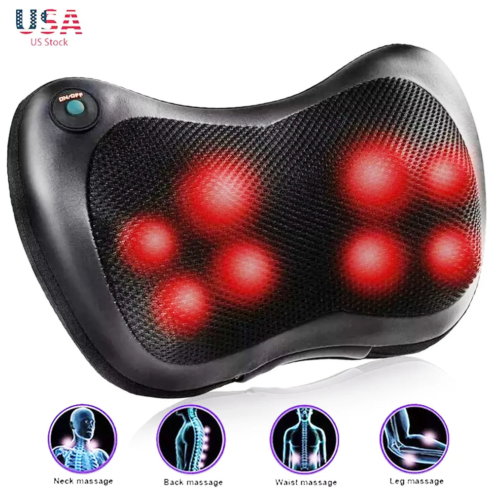 Heating Neck Massager 4 Head And Neck Protection Massage Pillow for Back,Shoulders,Legs,Muscle Pain Relief,Use at Home,Car so on
