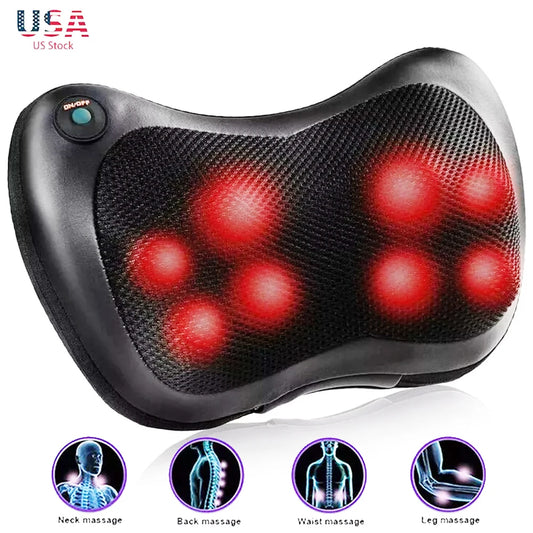 Heating Neck Massager 4 Head And Neck Protection Massage Pillow for Back,Shoulders,Legs,Muscle Pain Relief,Use at Home,Car so on