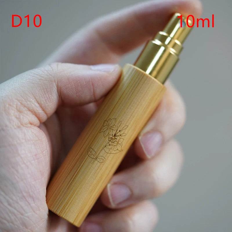 5/10ml Flower Pattern Wood Perfume Atomizer Portable Liquid Cosmetics Container Traveling Empty Refillable Spray Bamboo Bottle